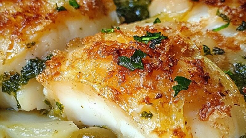 Bacalhau Assado com Batatas e Azeitonas