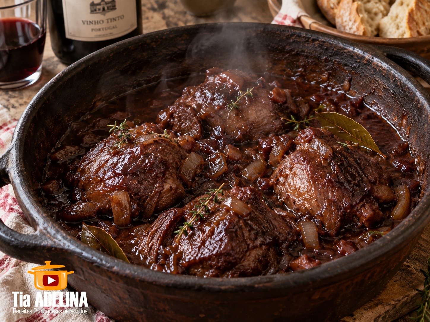 Bochechas de Porco Preto em Vinho Tinto