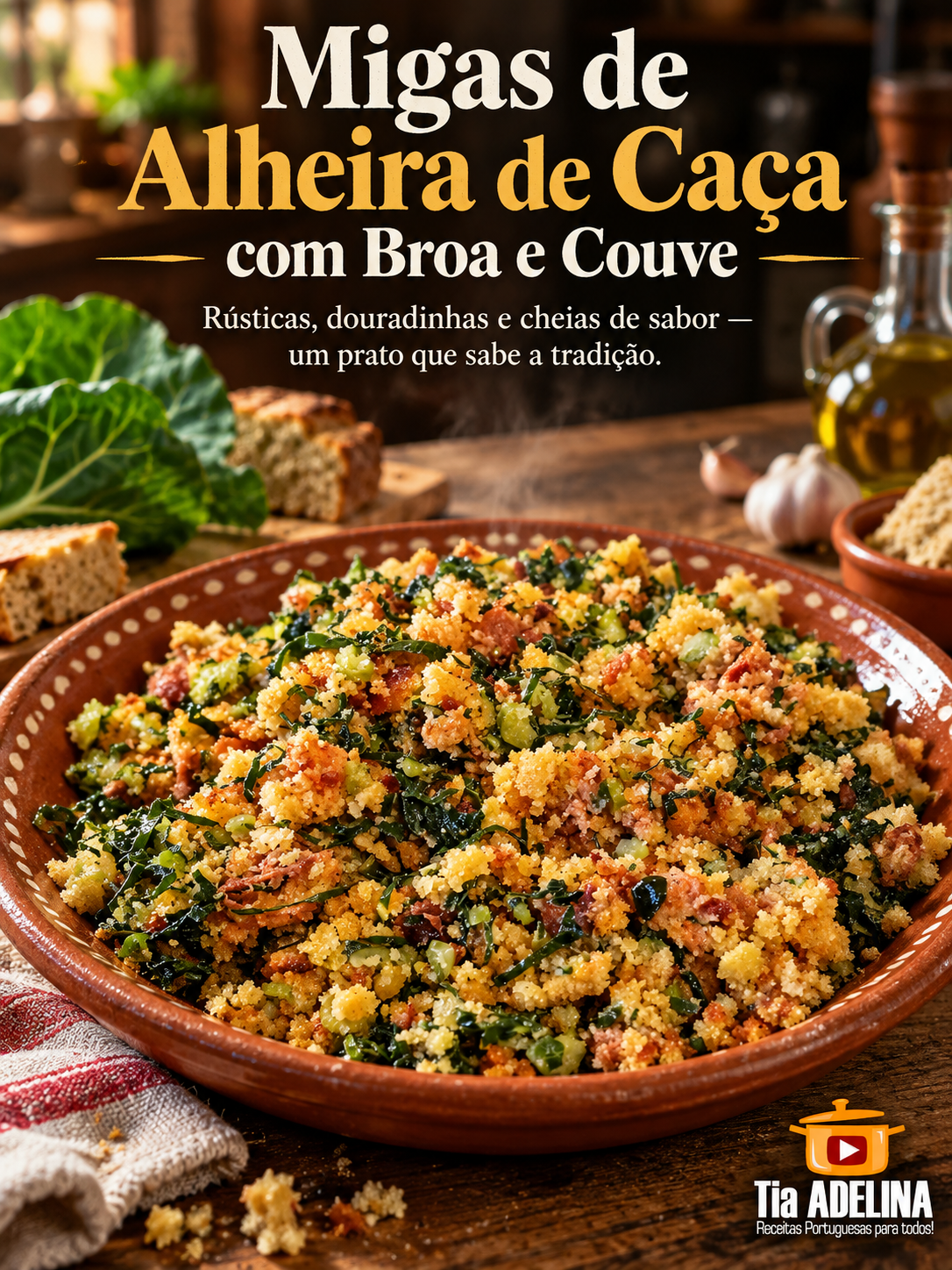 Migas de Alheira de Caça com Broa e Couve