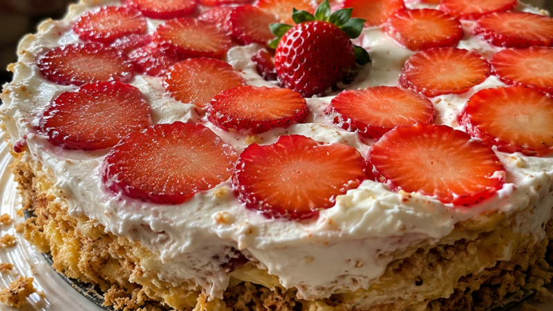 Bolo Folhado de Morangos com Chantilly