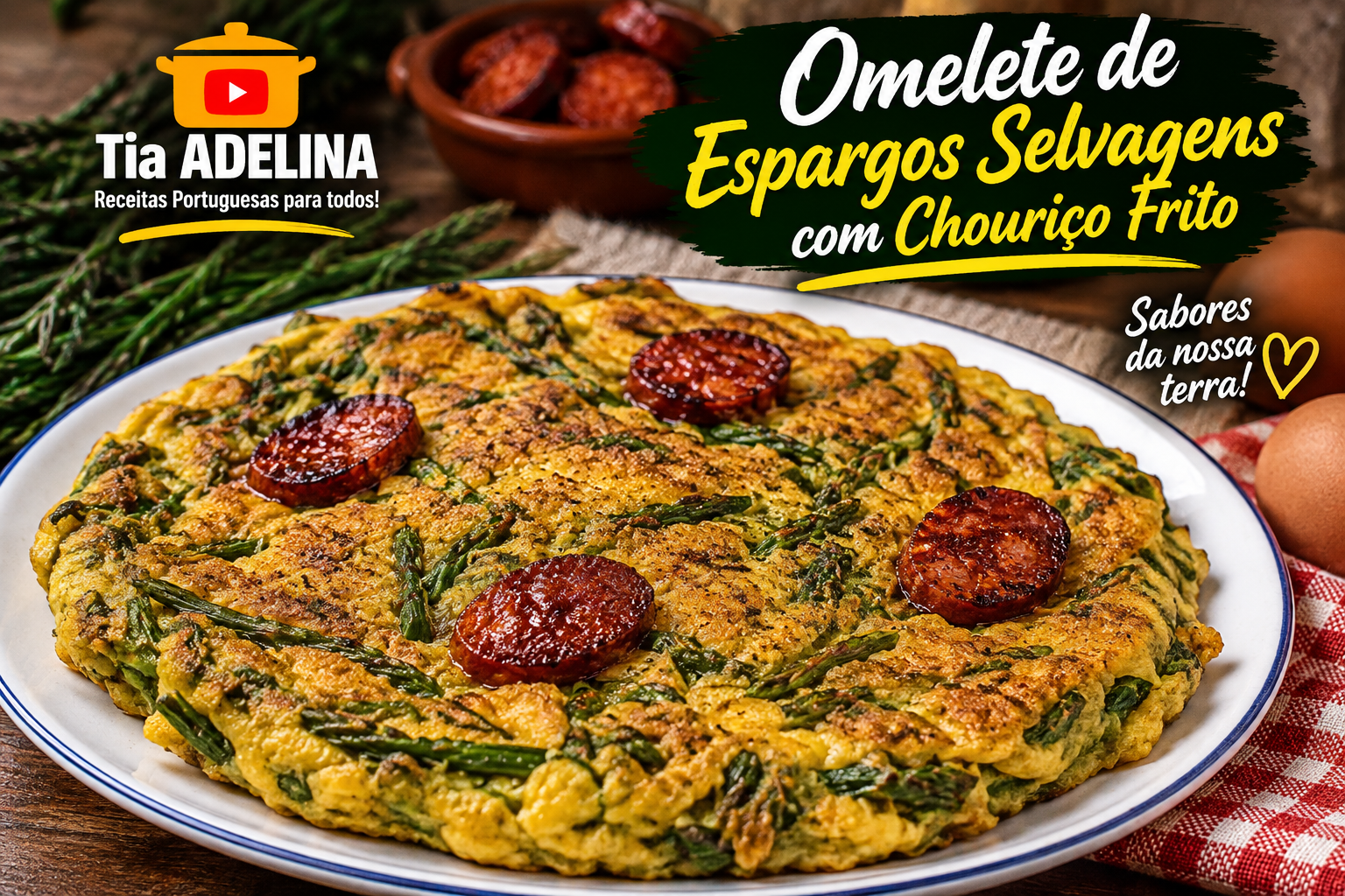 Omelete de Espargos Selvagens com Chouriço Frito