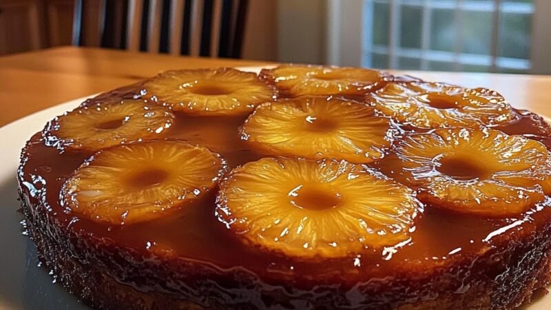 Bolo de Abacaxi com Calda de Laranja e Canela 