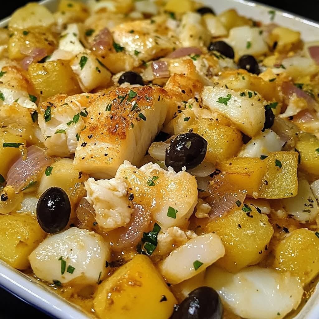 Bacalhau à Brás com Batatas e Azeitonas