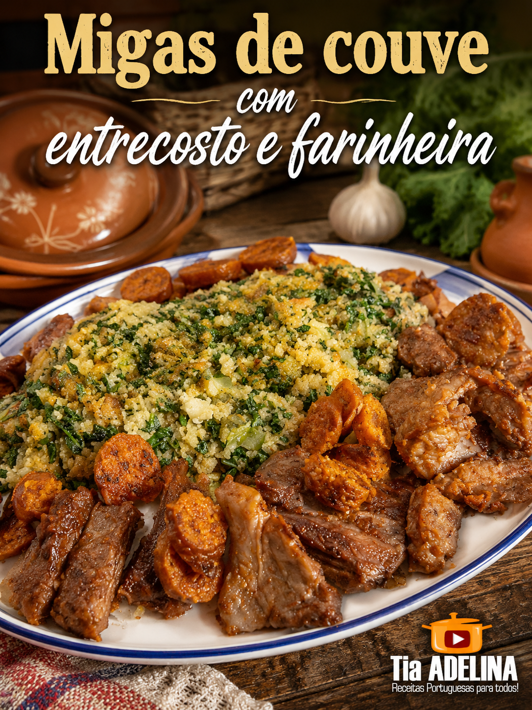 Migas de couve com entrecosto e farinheira