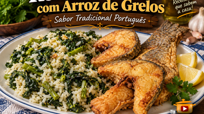 Robalos fritos com arroz de grelos