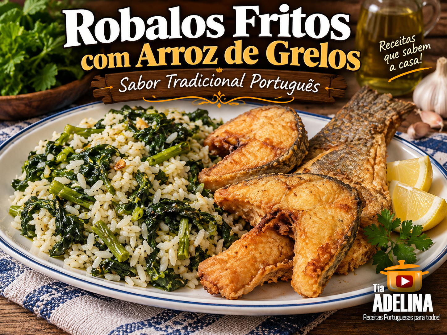 Robalos fritos com arroz de grelos