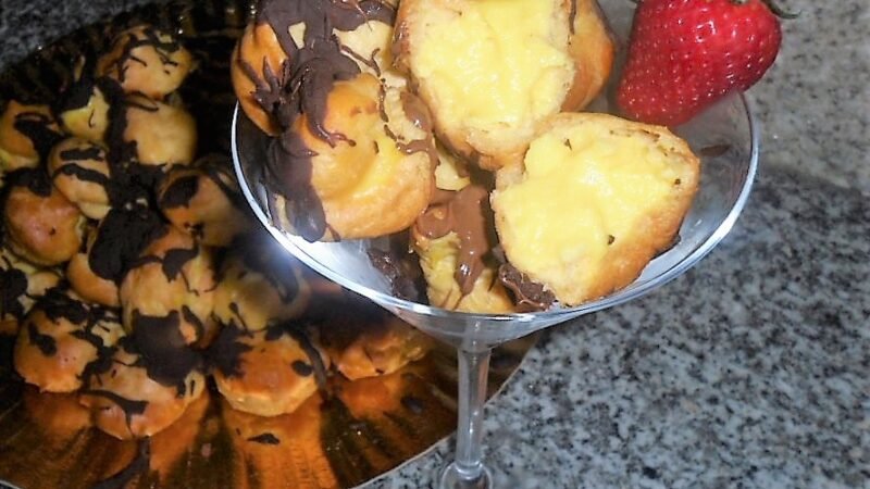 Profiteroles com creme de pasteleiro de whisky