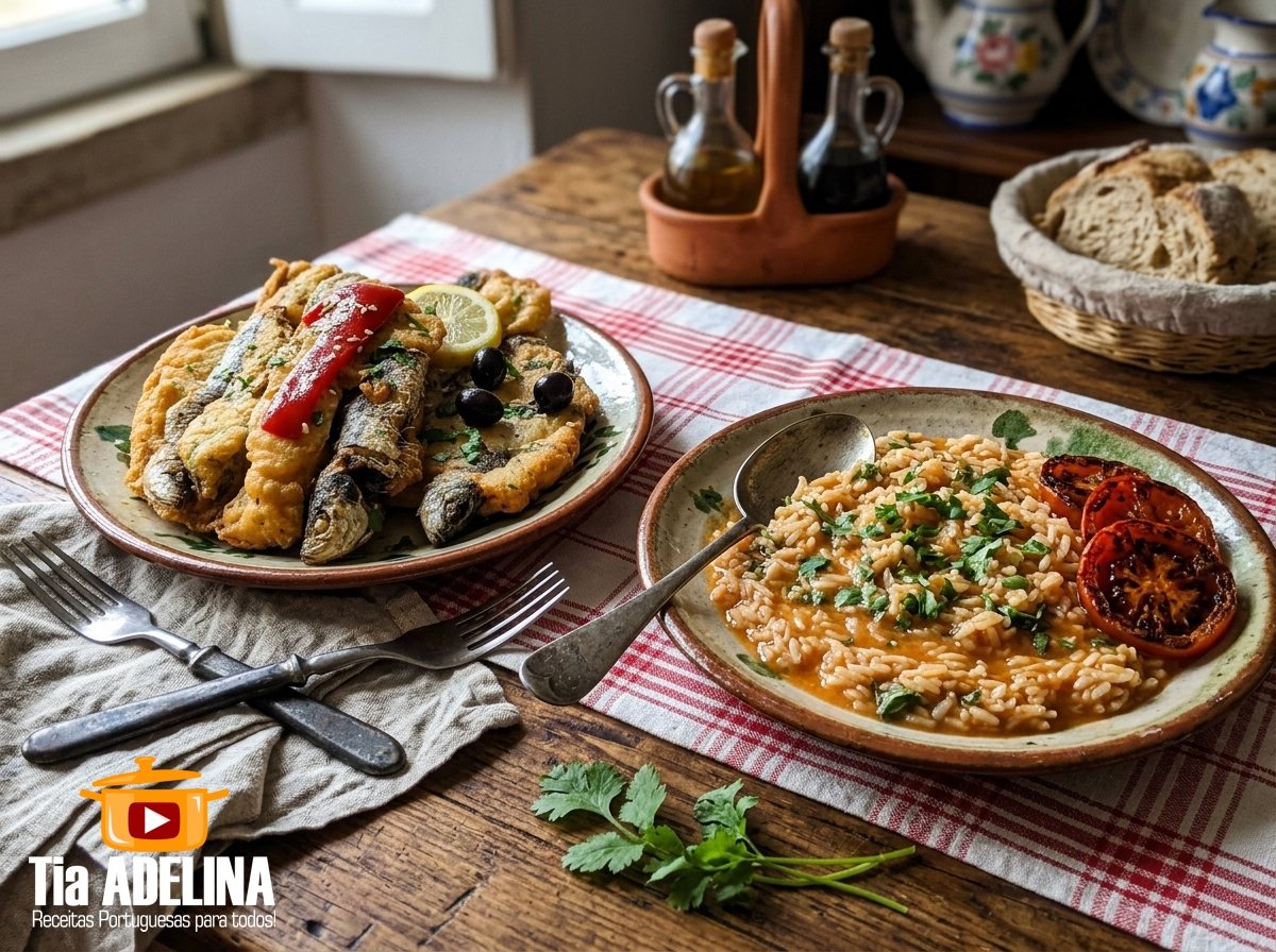 Pataniscas de Sardinha com Arroz Malandrinho