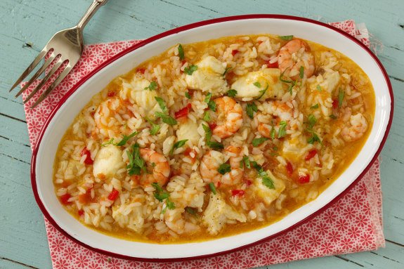 Arroz de peixe com camarão