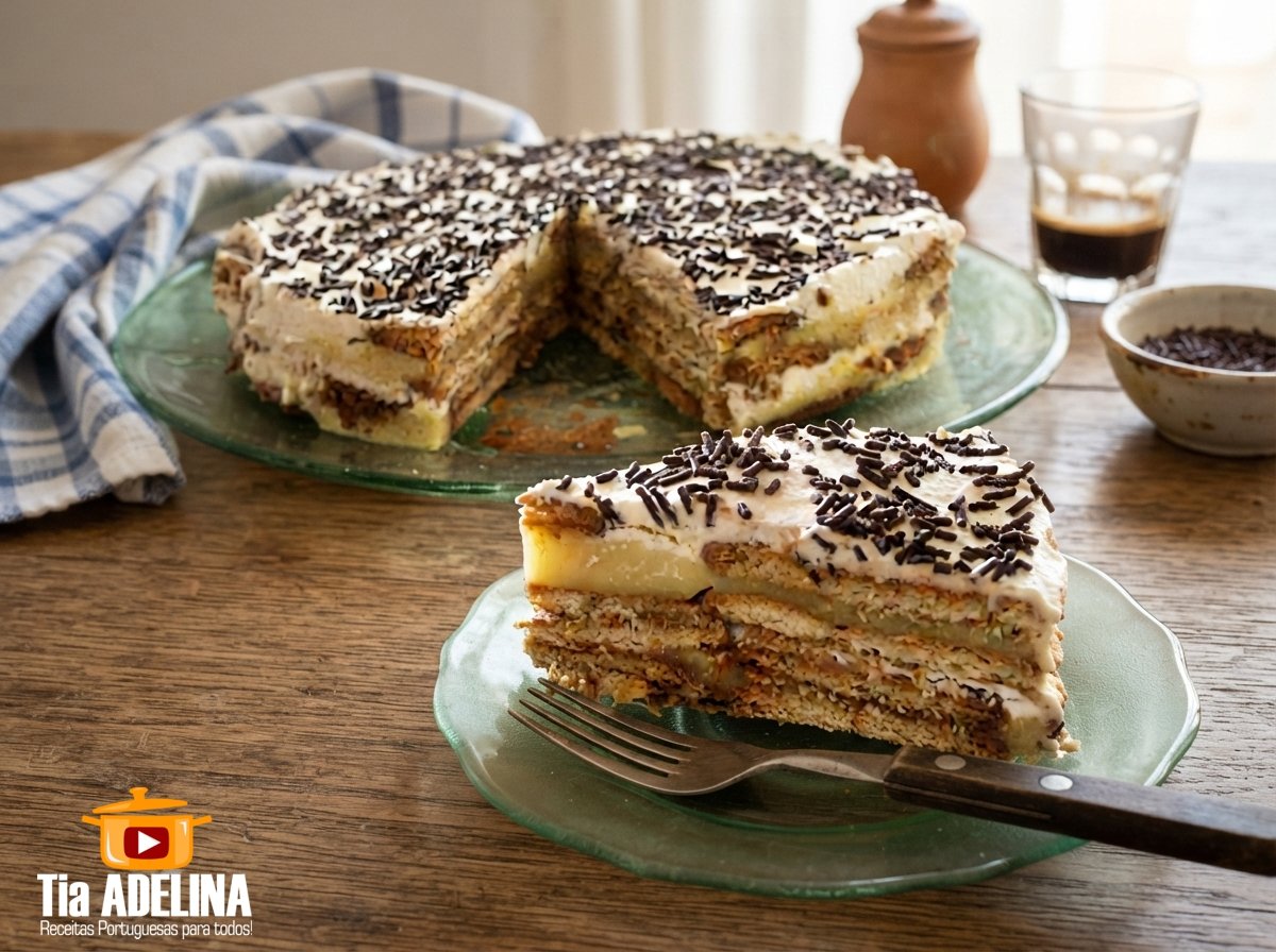 Sobremesa de Bolacha com Pudim e Natas