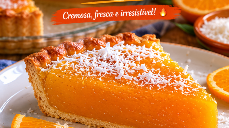 Tarte de laranja com coco e requeijão