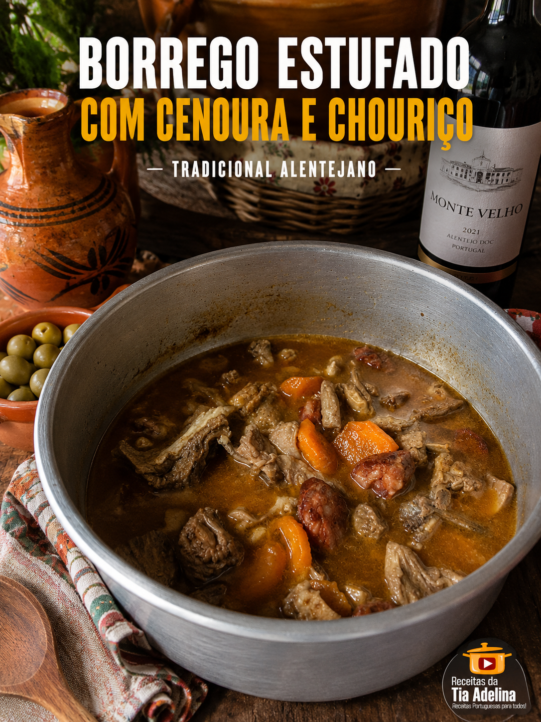 Borrego estufado com cenoura e chouriço