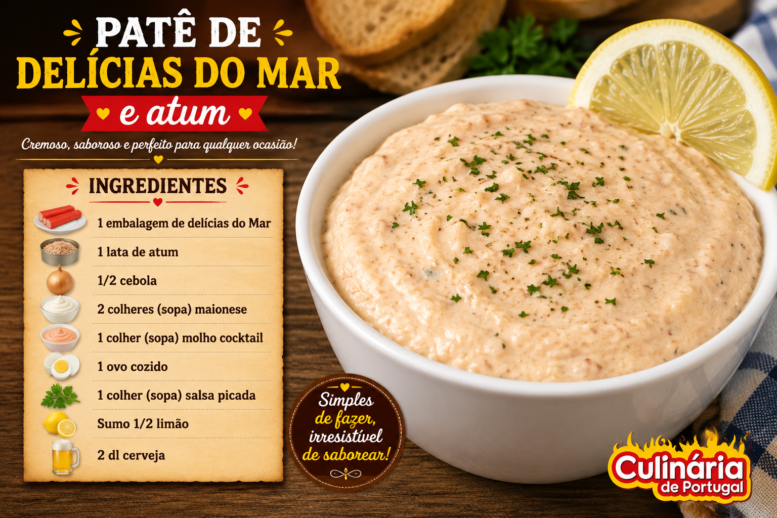 Patê de delícias do mar e atum