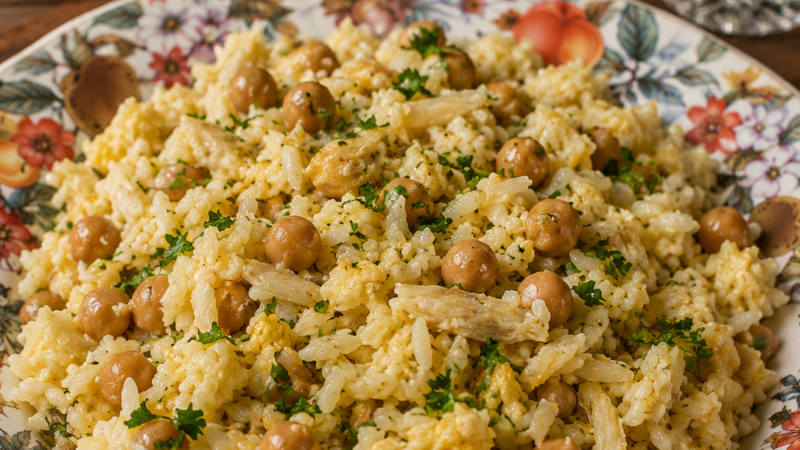 Arroz de bacalhau com grão