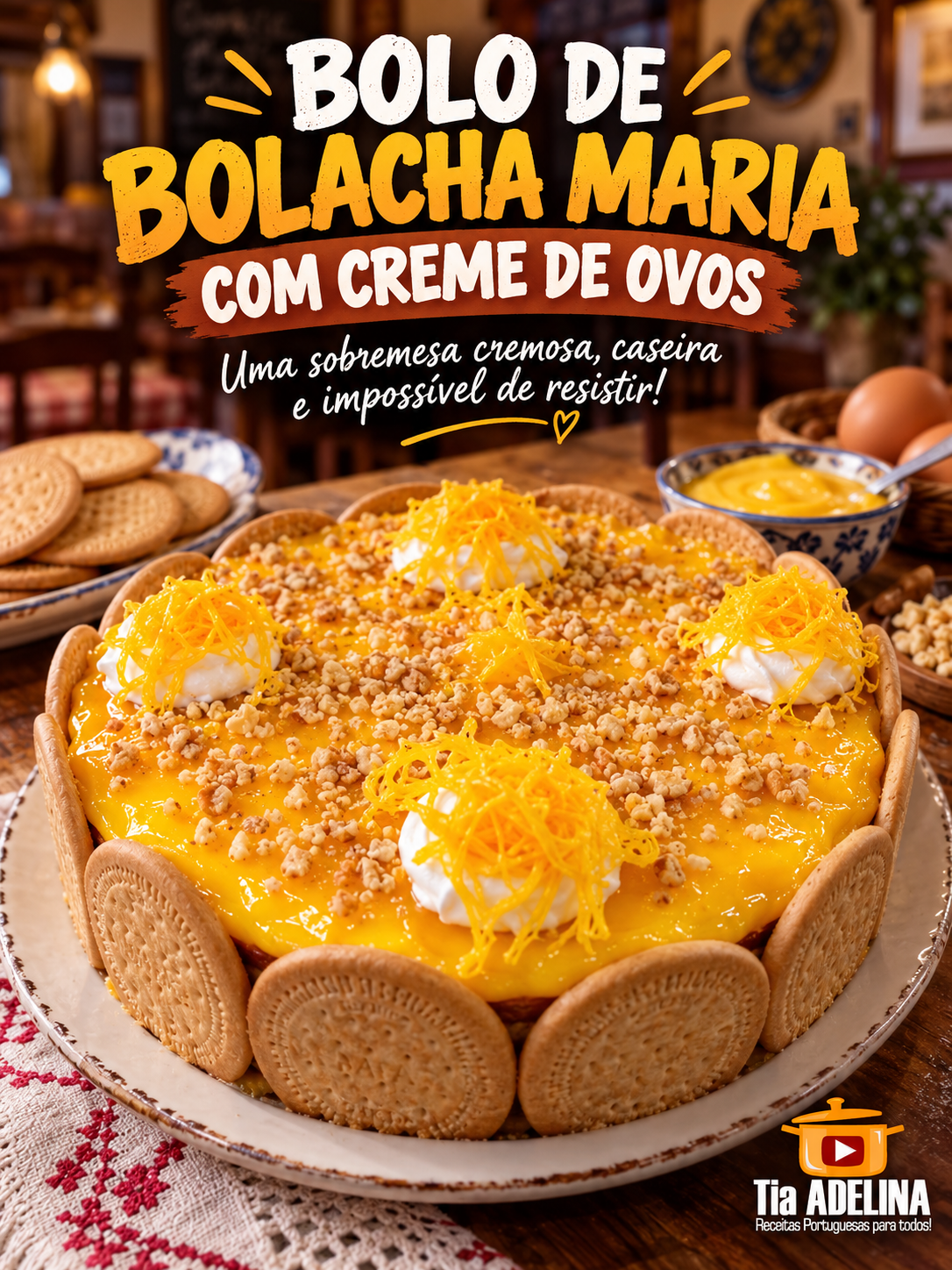 Bolo de Bolacha Maria com Creme de Ovos