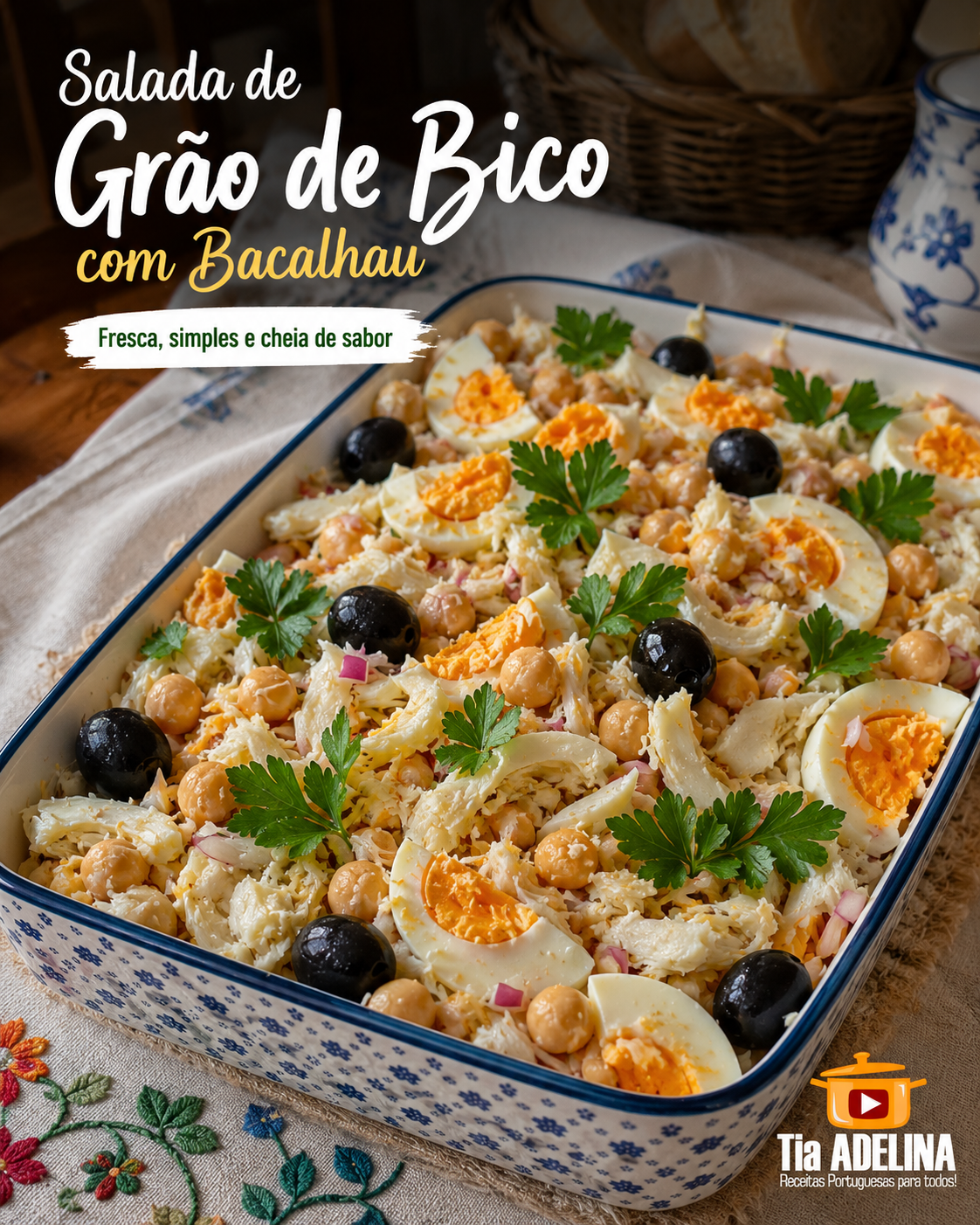 Salada de Grão de Bico com Bacalhau
