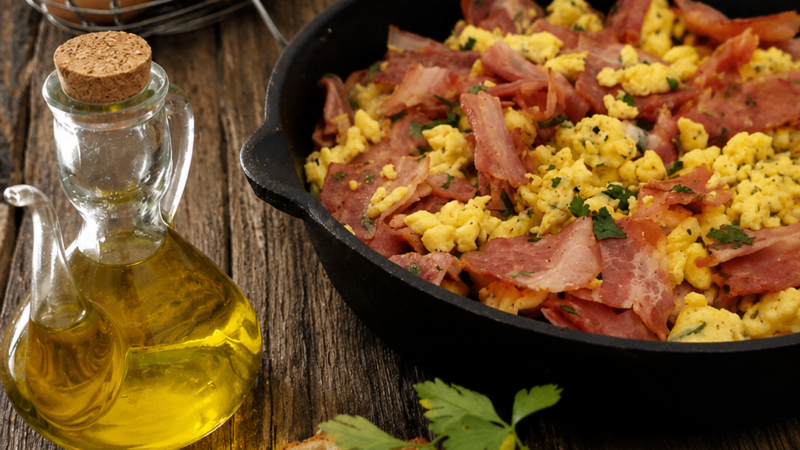 Ovos mexidos com bacon
