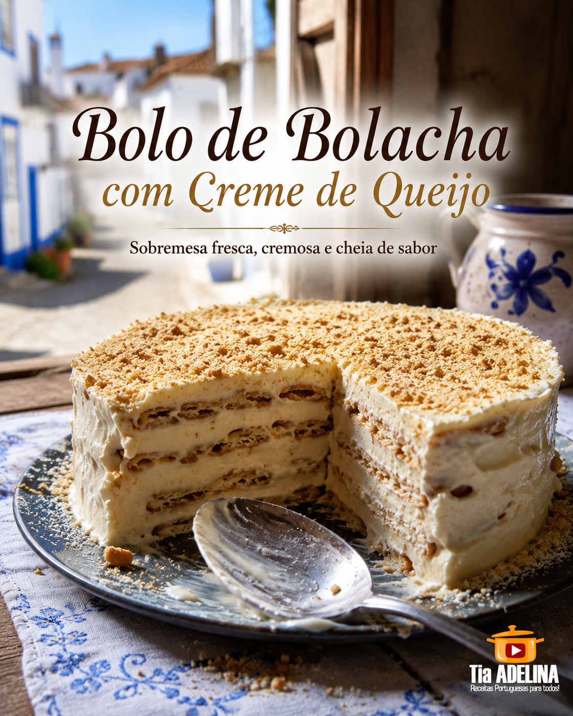 Bolo de Bolacha com Creme de Queijo