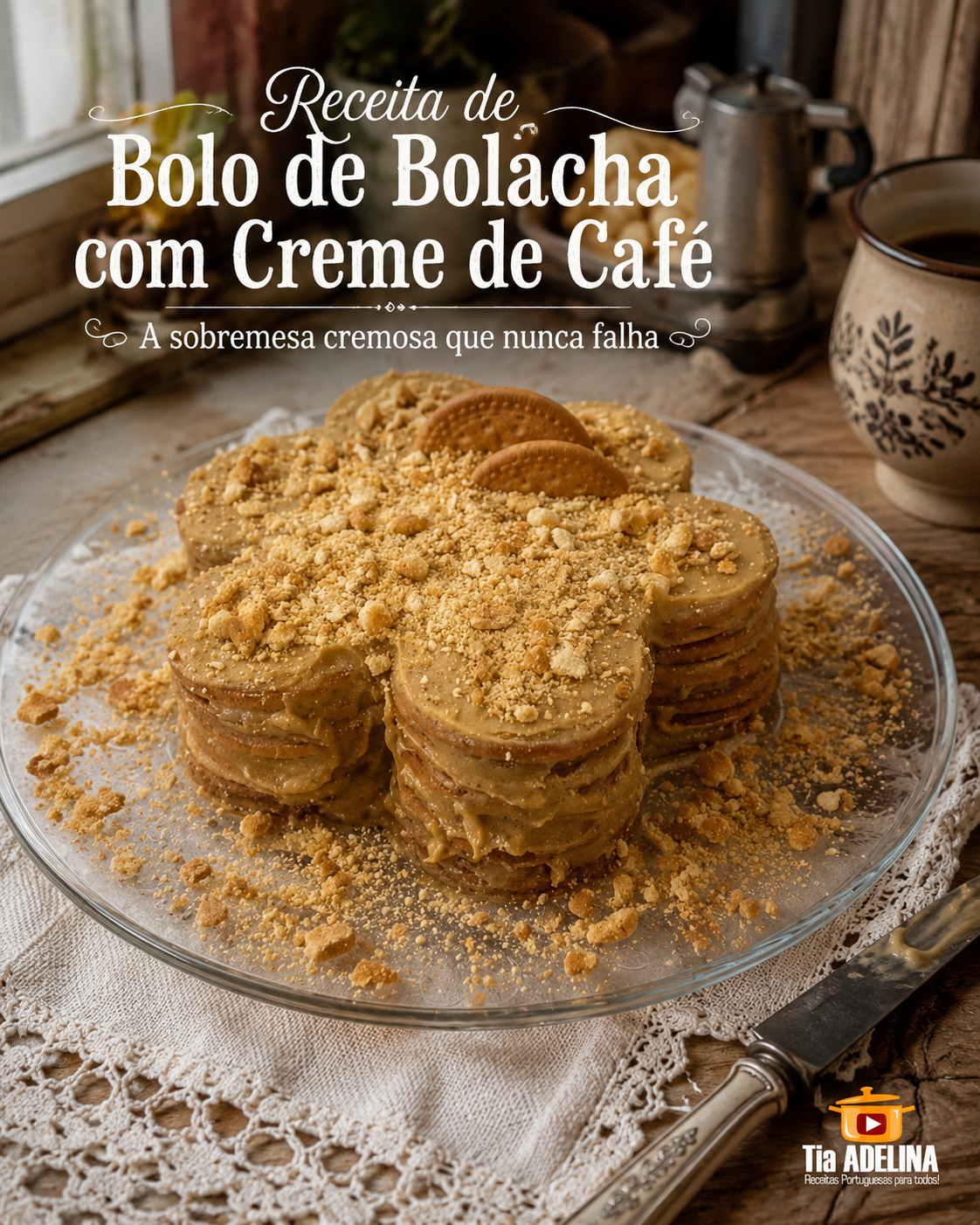 Receita de Bolo de Bolacha com Creme de Café