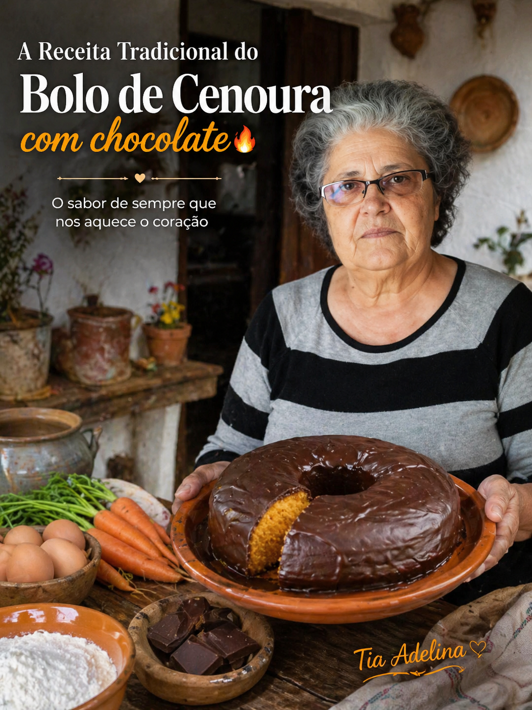A Receita Tradicional do Bolo de Cenoura com chocolate