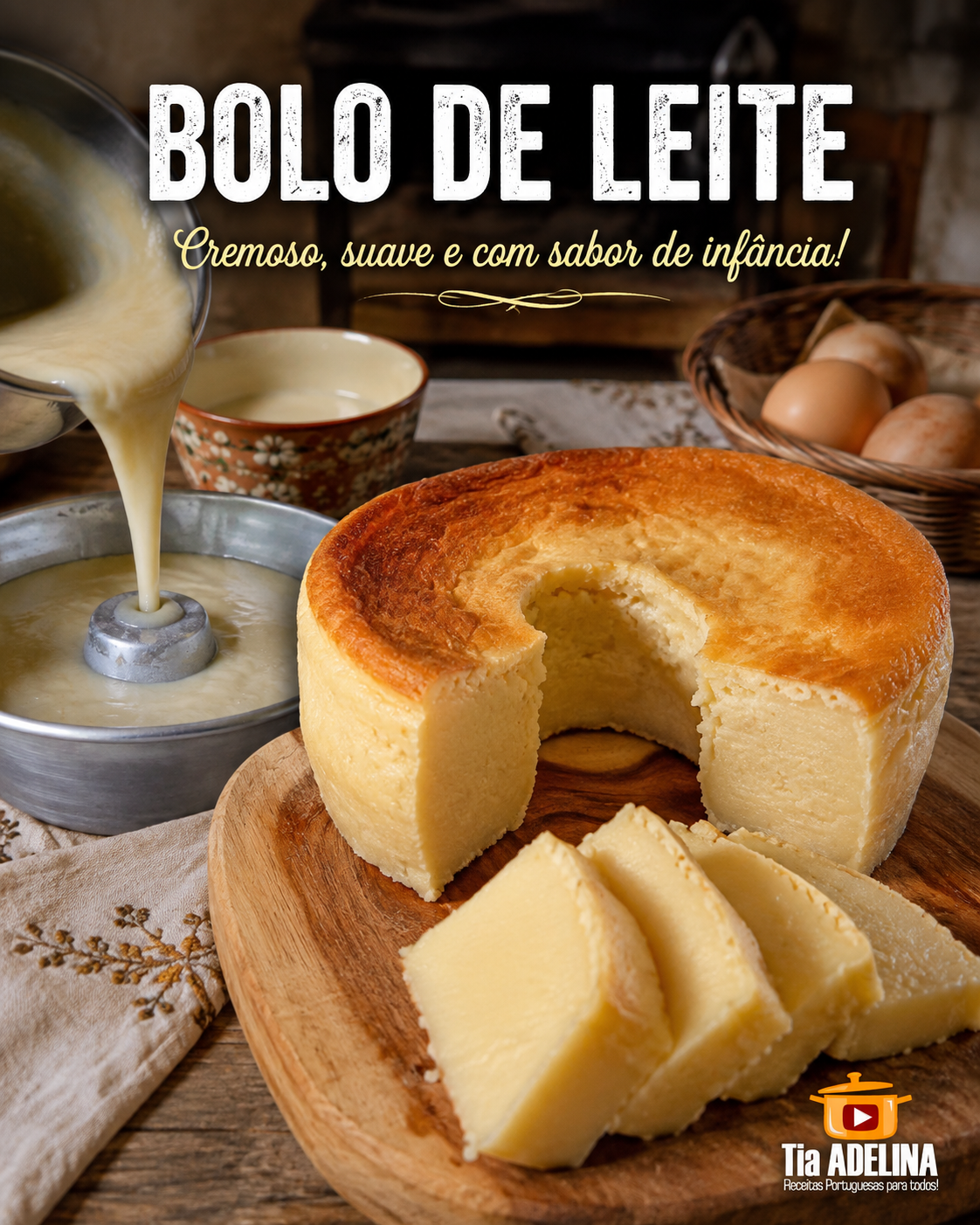 BOLO DE LEITE — CREMOSO, SUAVE E COM SABOR DE INFÂNCIA!