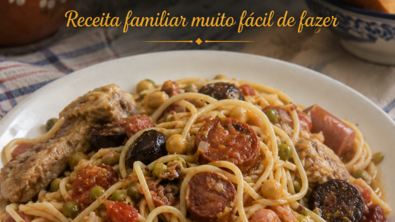 ESPARGUETE COM CARNE E ENCHIDOS DE PORCO