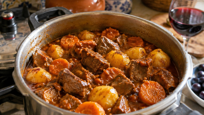 VITELA COM BATATINHAS NA PANELA DE PRESSÃO