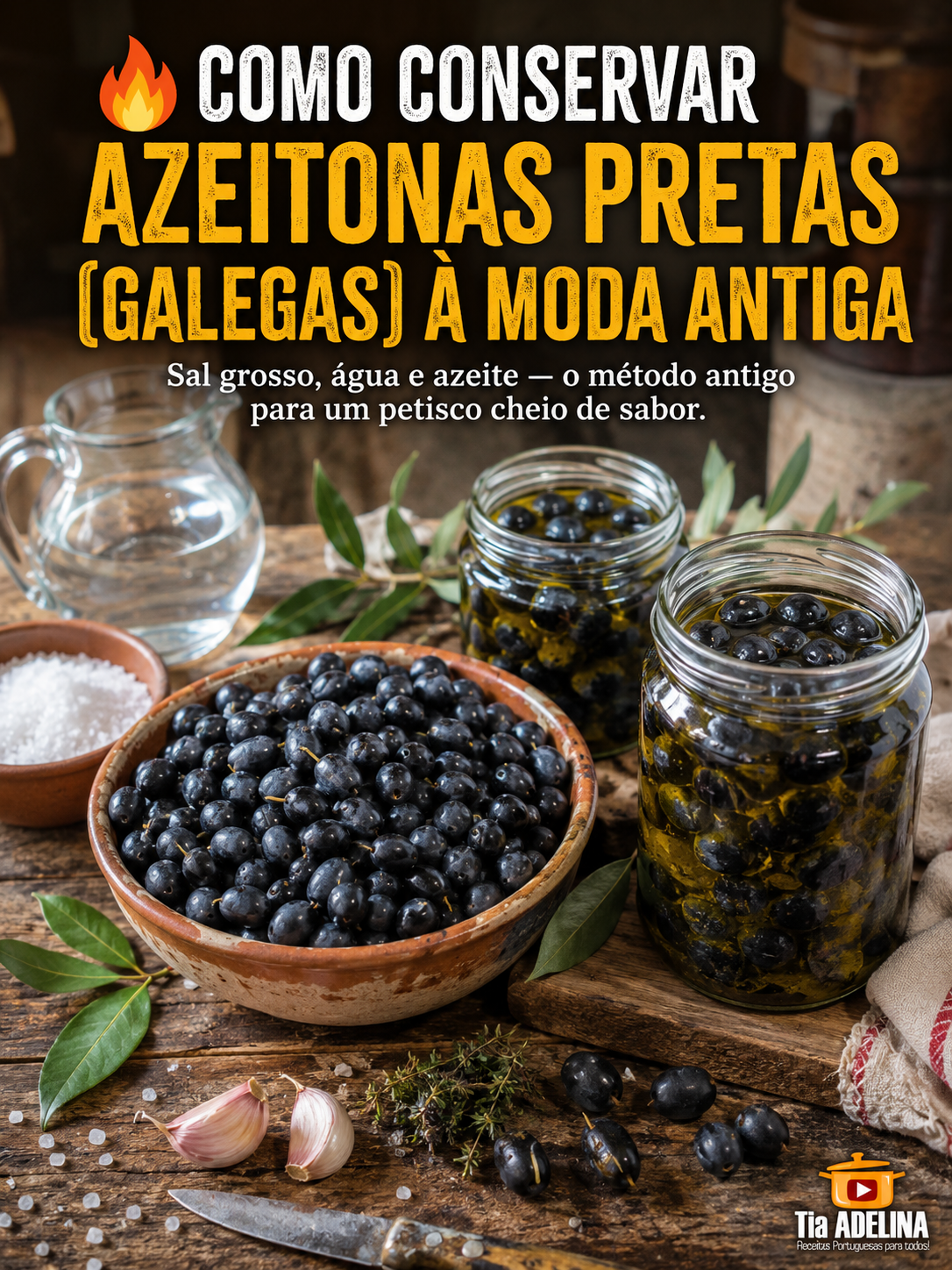 COMO CONSERVAR AZEITONAS PRETAS (GALEGAS) À MODA ANTIGA