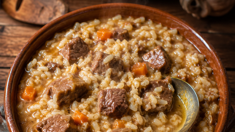 Receita Tradicional de Arroz com Carne Guisada