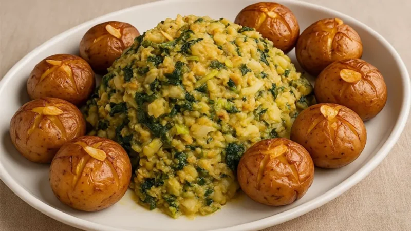 Migas de bacalhau com grelos