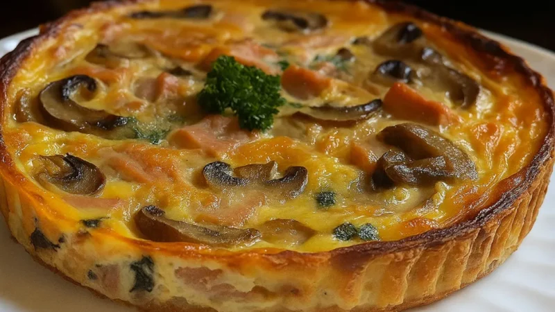 Quiche sem massa com atum e cogumelos