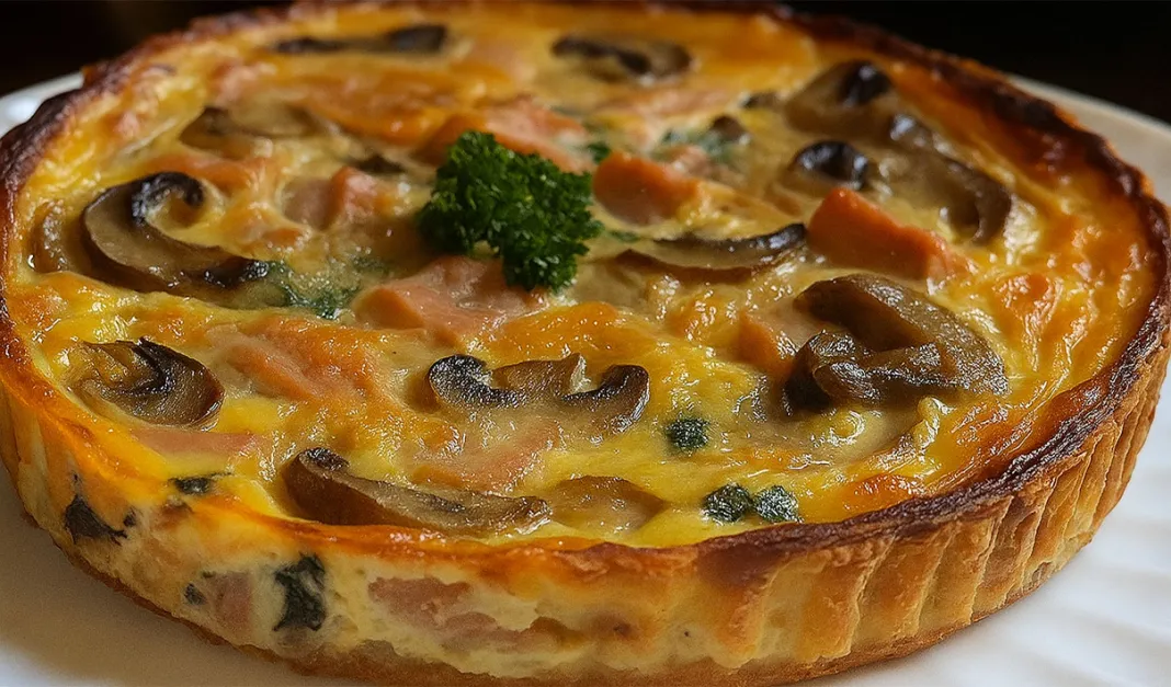 Quiche sem massa com atum e cogumelos