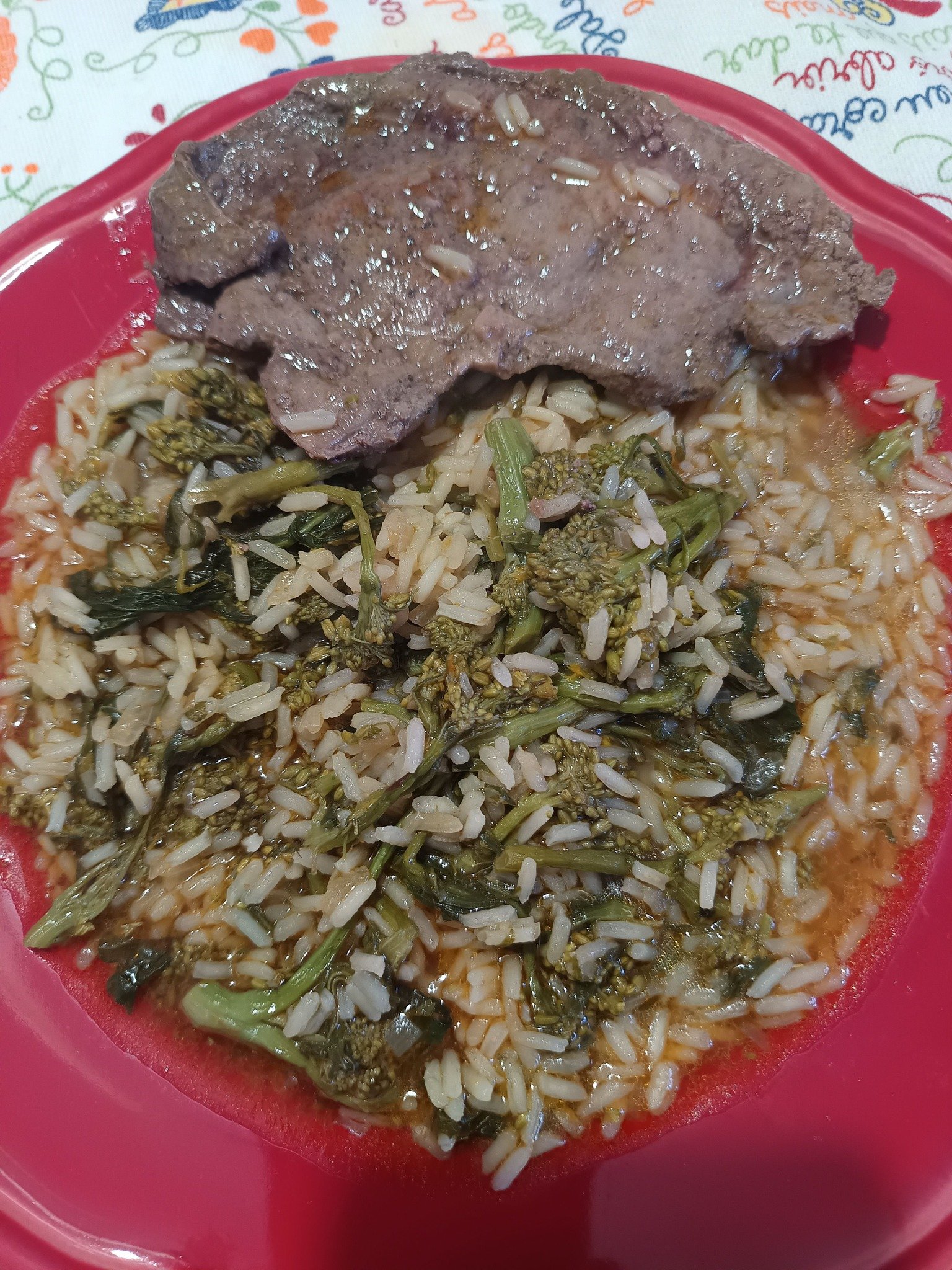 Arroz de Grelos com Bife de Fígado de Vitela