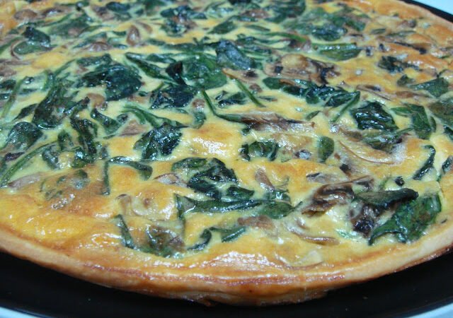 Quiche Folhada de Cogumelos com Espinafres