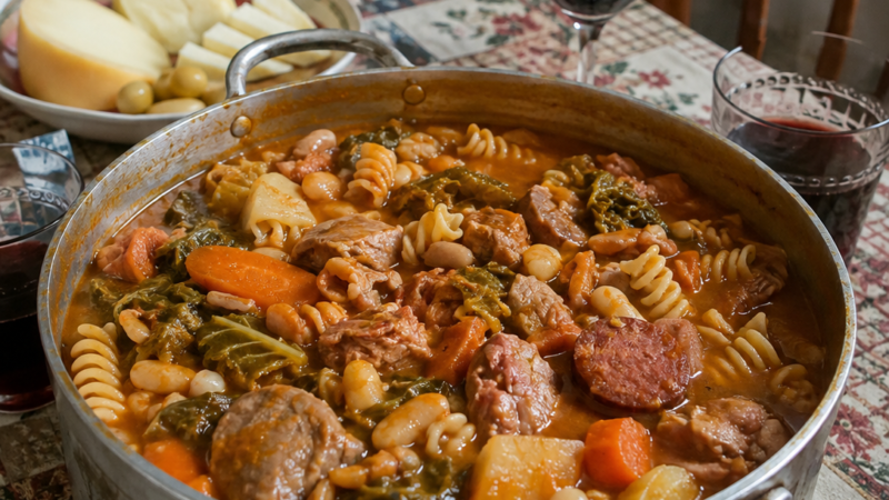 Cozido de Feijão com Massa, Carne e Legumes