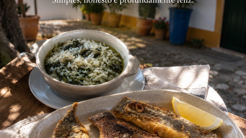 Peixe Frito com Arroz de Grelos