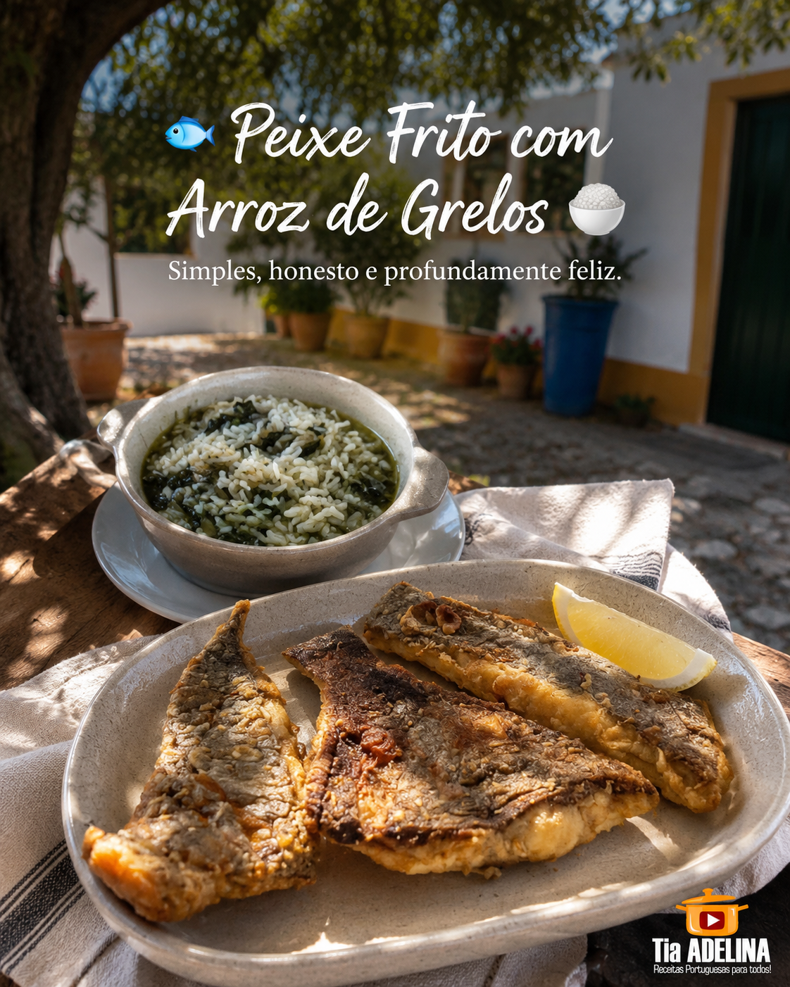 Peixe Frito com Arroz de Grelos
