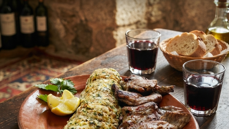 Migas de Coentros com Plumas de Porco Ibérico