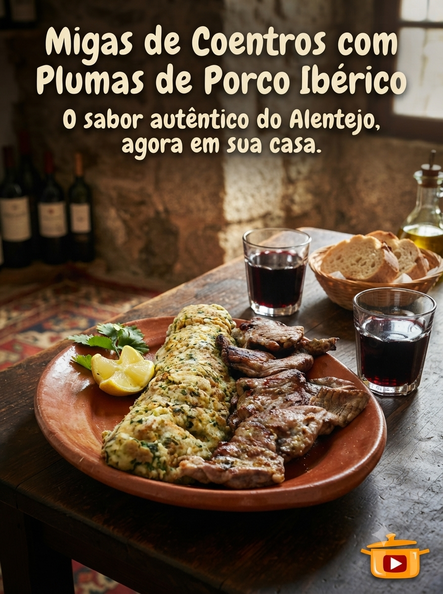 Migas de Coentros com Plumas de Porco Ibérico