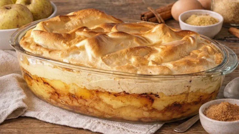 Merengada de maçã e leite-creme