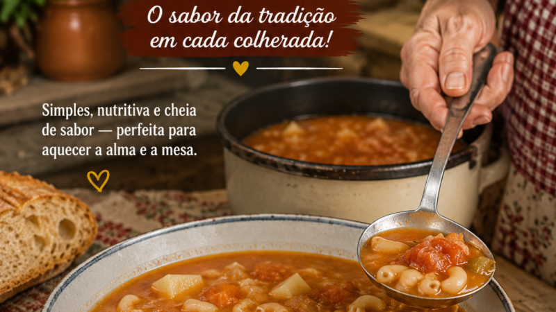 Receita Caseira de Sopa Portuguesa de Massa com Vegetais