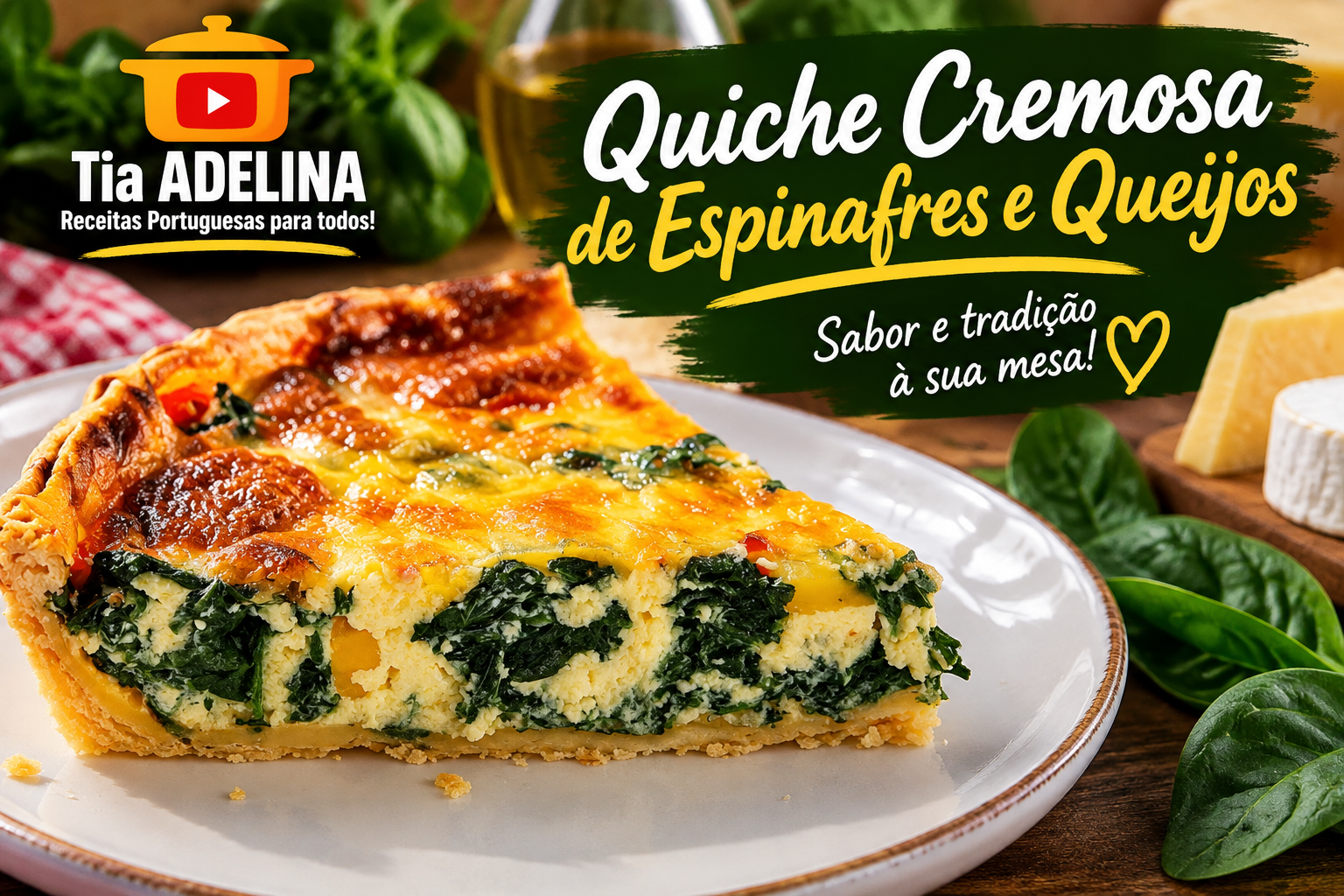 Quiche Cremosa de Espinafres e Queijos
