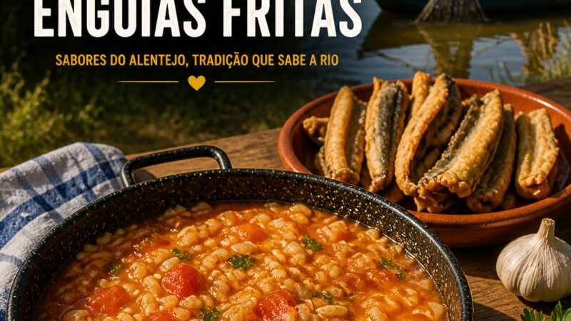 Arroz de tomate e enguias fritas
