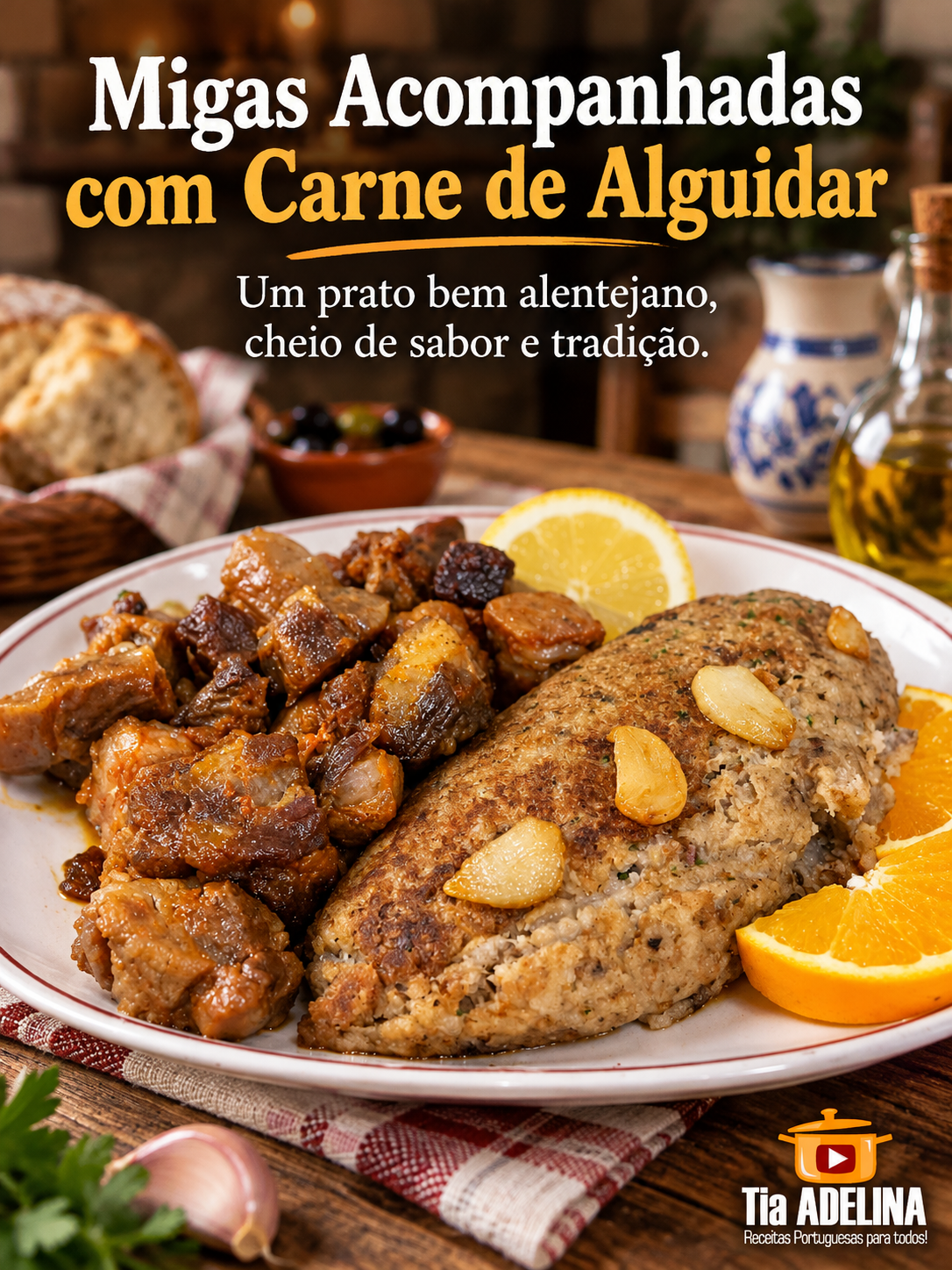 Migas acompanhadas com Carne de Alguidar