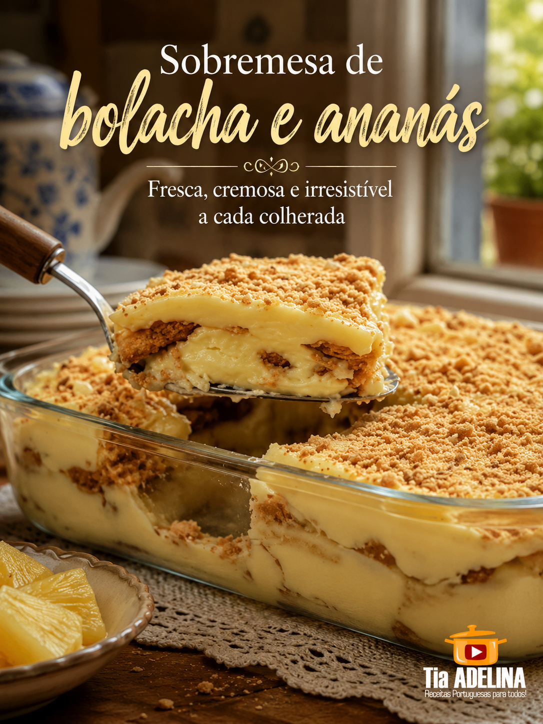 Sobremesa de bolacha e ananás