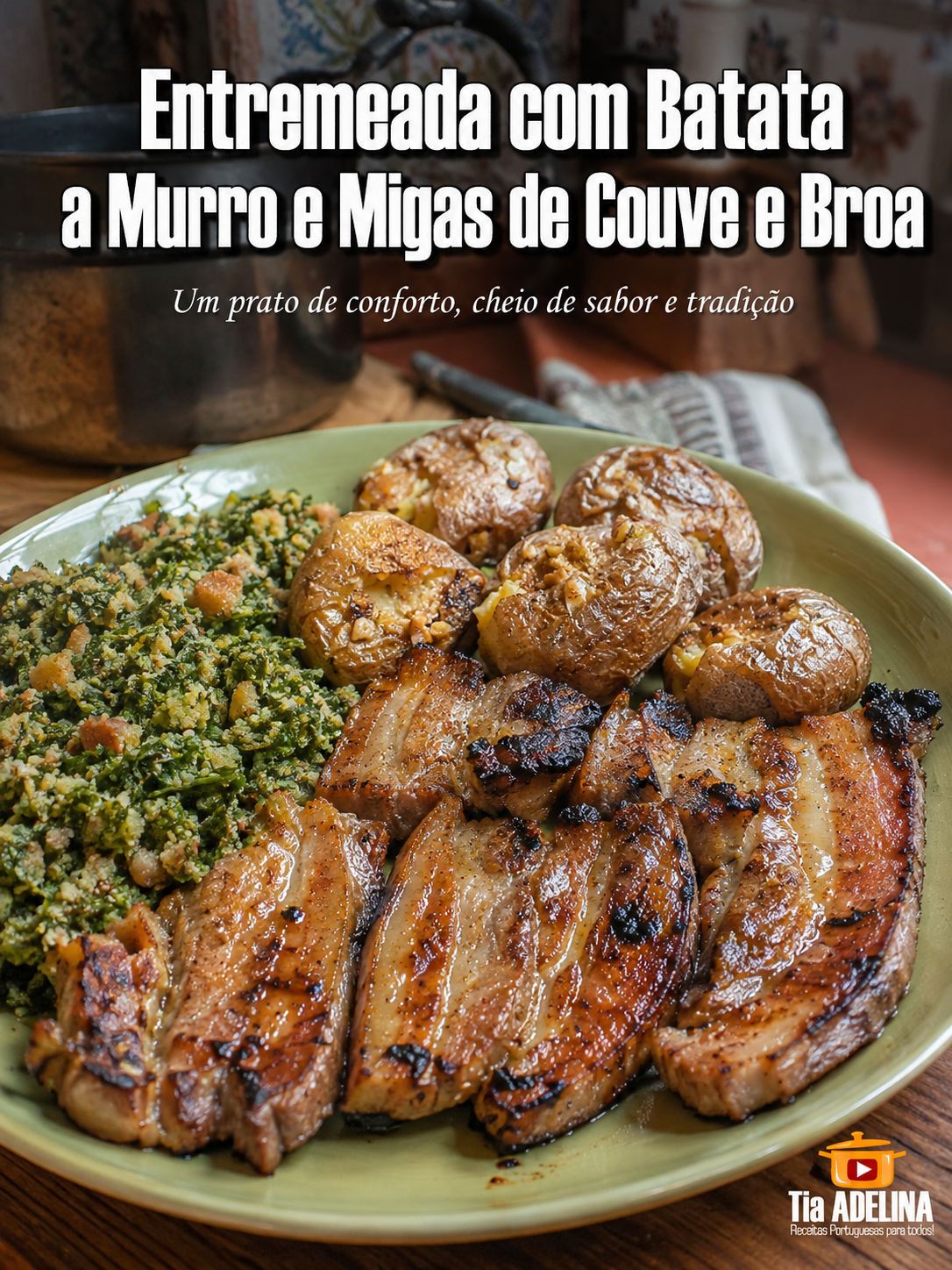 Entremeada com Batata a Murro e Migas de Couve e Broa