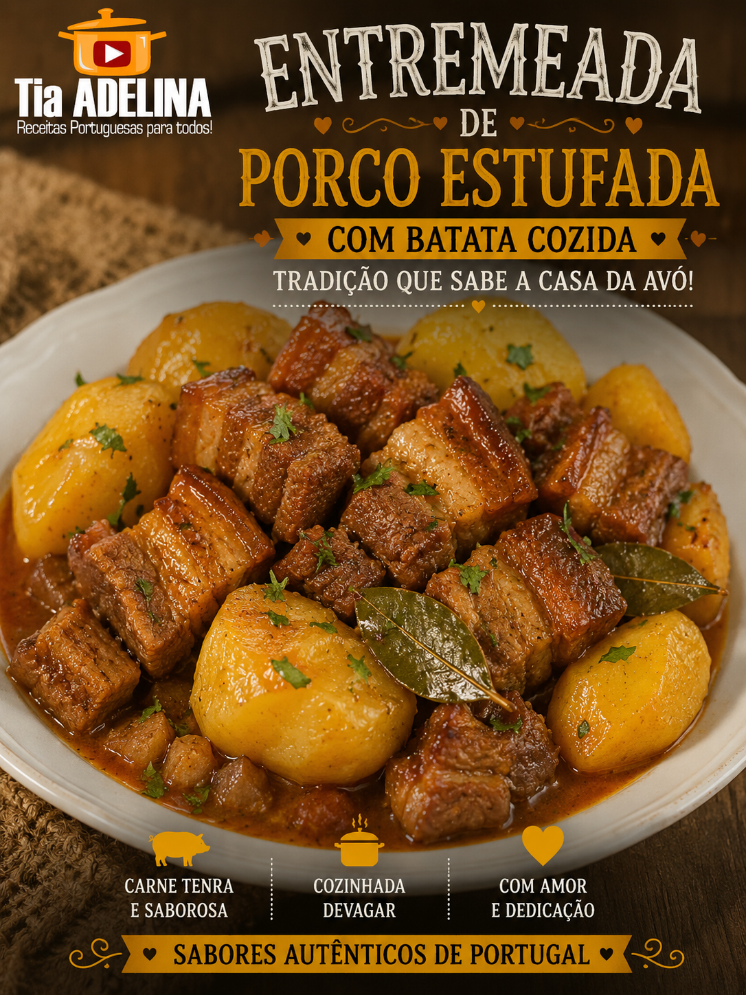Entremeada de Porco Estufada com Batata Cozida