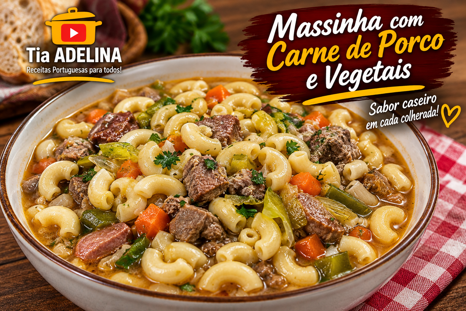 Massinha com Carne de Porco e Vegetais