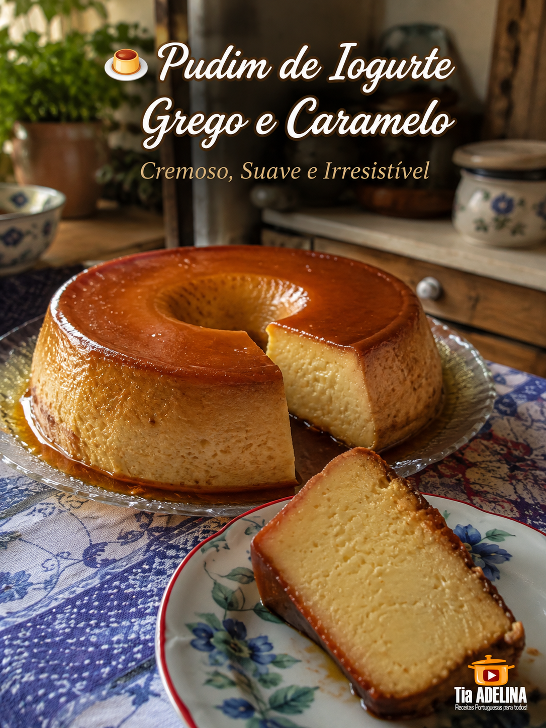 Pudim de Iogurte Grego e Caramelo