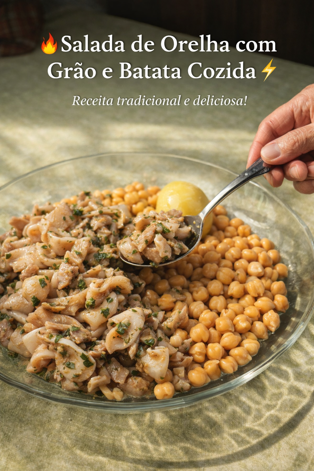 Salada de Orelha com Grão e Batata Cozida